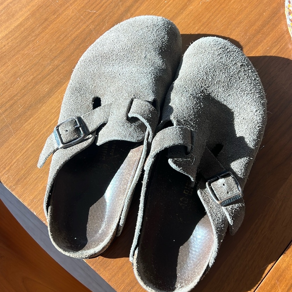 Birkenstock Women's Boston Suede Mules In Taupe - 40 (9)